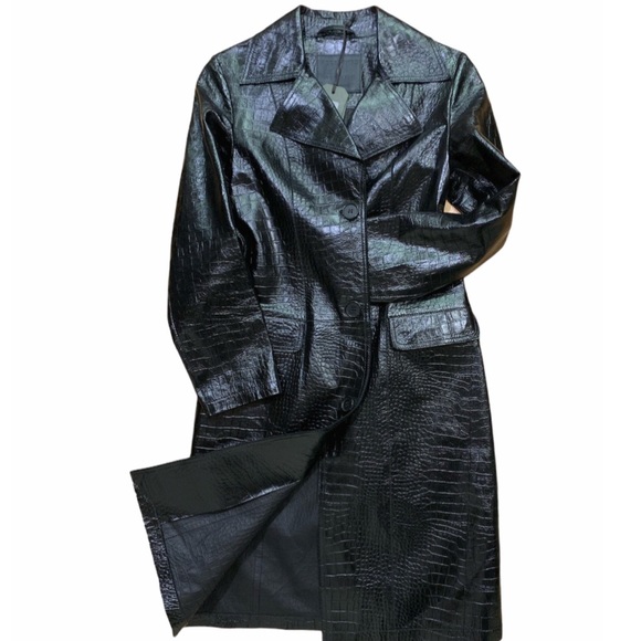 SOLD NEW AllSaints Coat Black The Ali Mac Leather Coat Size 2 - Picture 3 of 11